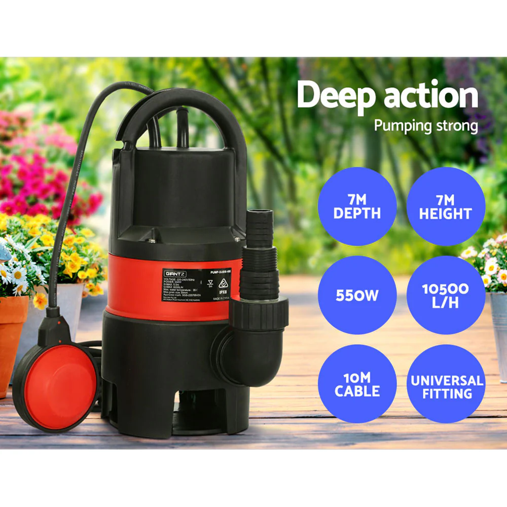 DS NA 550W Water Pump Dirty Submersible Sump Swim Pool Flooding Pond Clean - Image 5