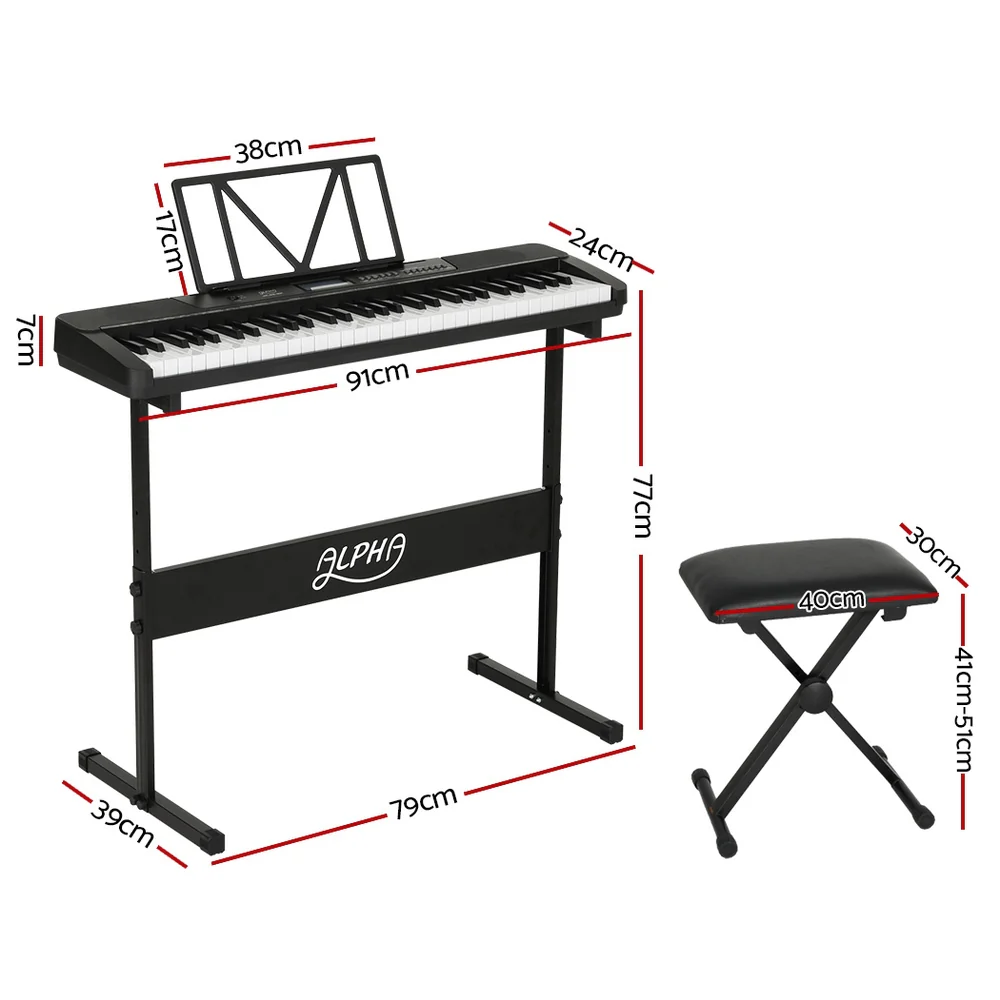 DS NA 61 Keys Electronic Piano Keyboard Digital Electric w/ Stand Stool Touch - Image 2