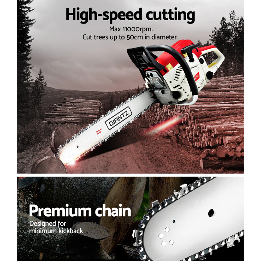 DS NA 62CC Chainsaw Commercial Petrol 20" Bar E-Start 20 Bar Pruning Chain Saw - Image 7