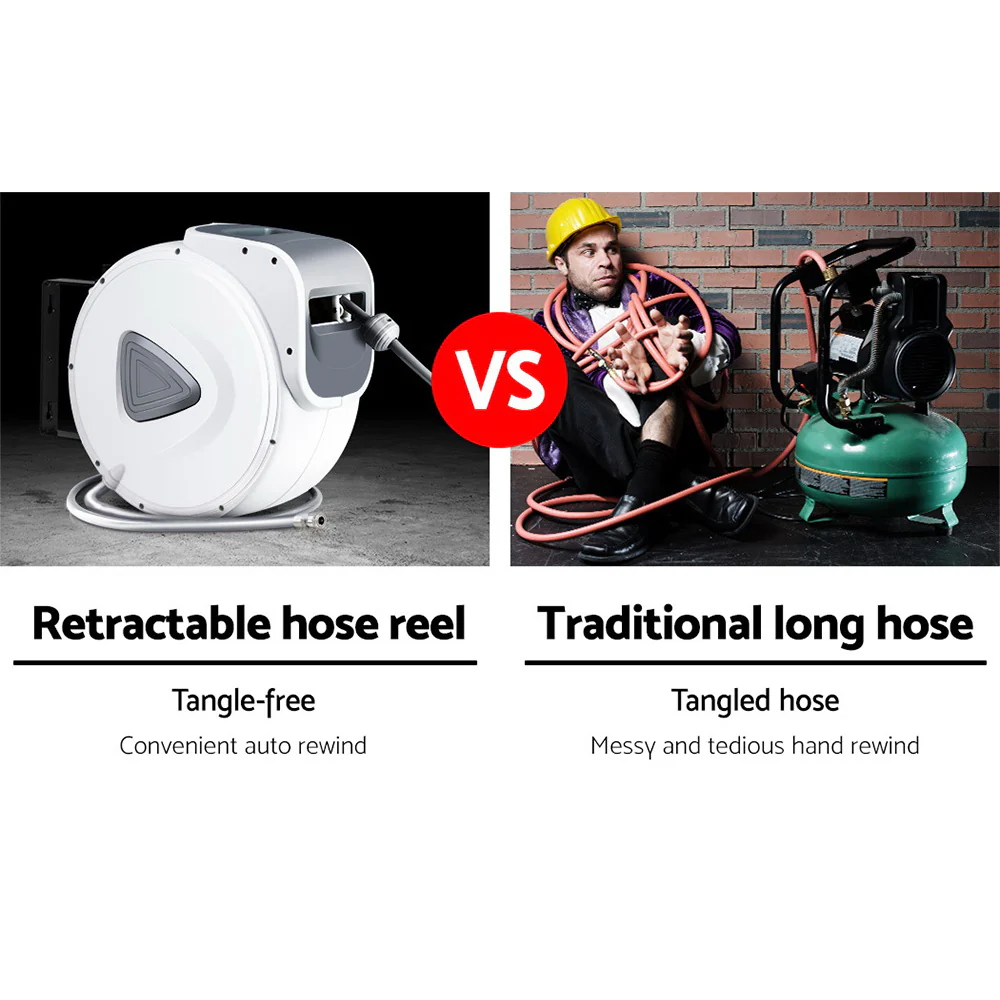 DS NA Air Hose Reel 10m Retractable Rewind Swivel Wall Mount Compressor Garage - Image 5