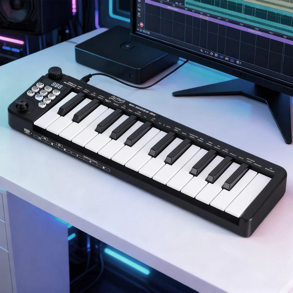 DS NA Alpha 25-Key MIDI Keyboard Controller Portable USB Laptop Black - Image 7