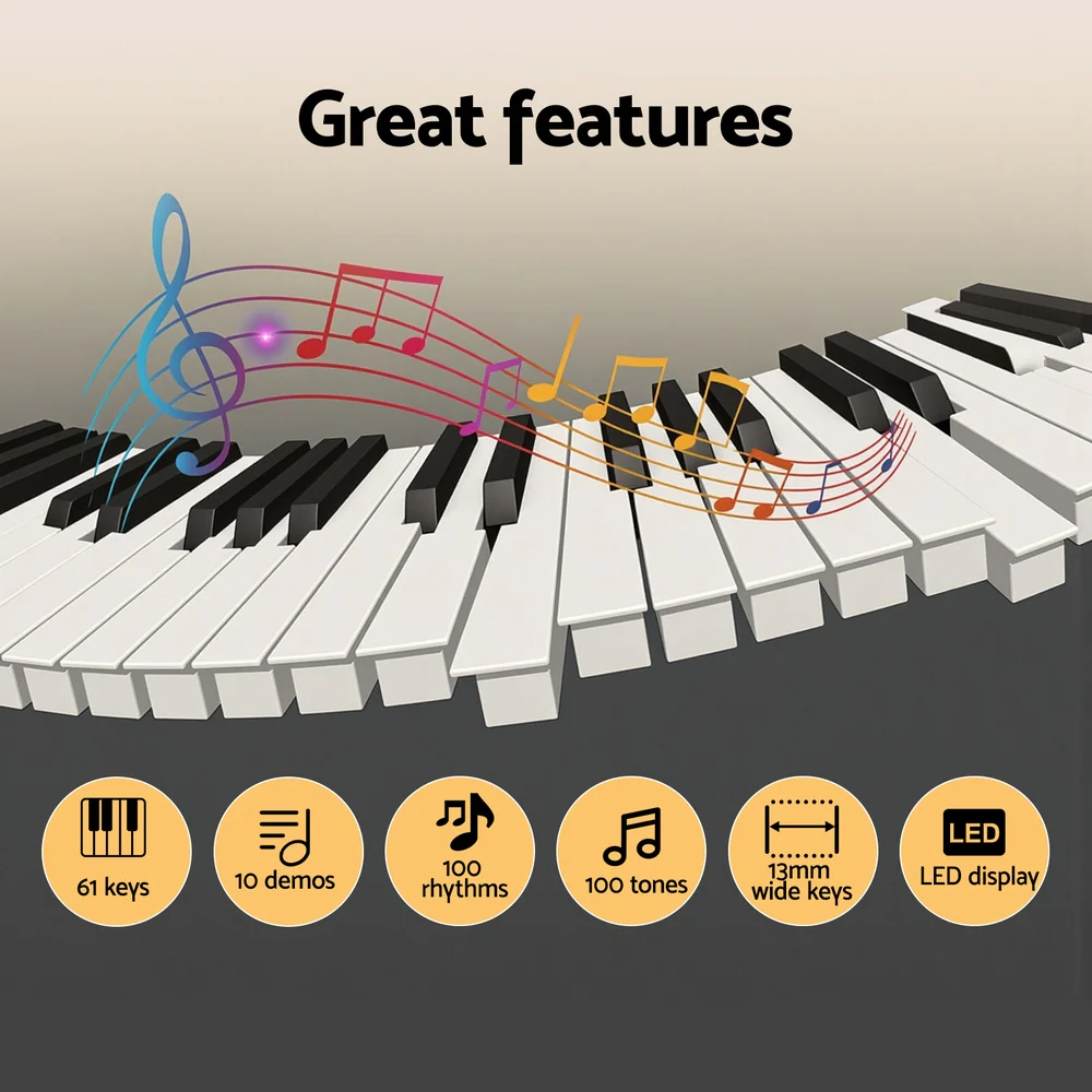 DS NA Alpha 61-Key Digital Piano Keyboard Electric Kids Gift Black - Image 4