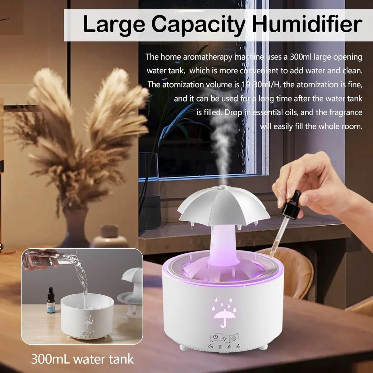 DS NA Aromatherapy Humidifier - Umbrella Humidifier - 300ml- 7-Color LED - Image 3