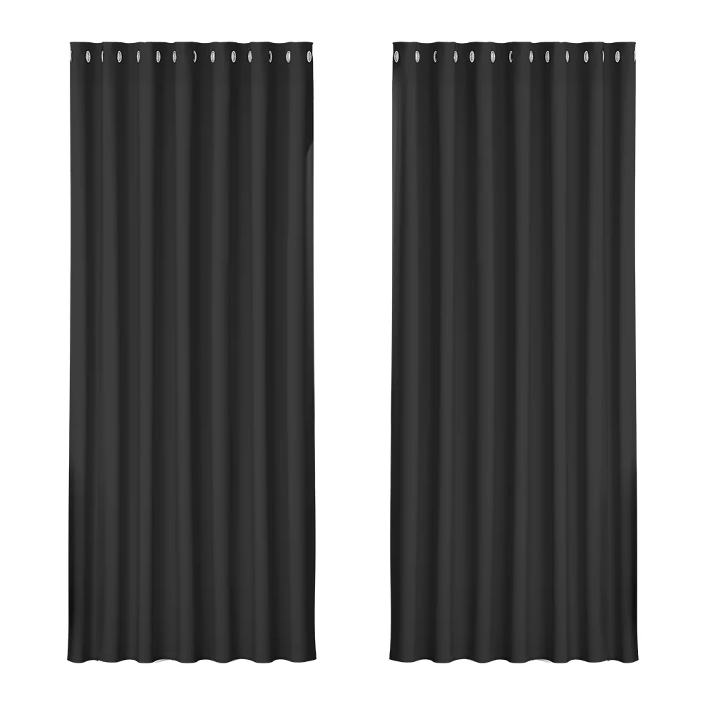 DS NA Artiss 2X Blockout Curtains Blackout Window Curtain Eyelet 240x230cm Black