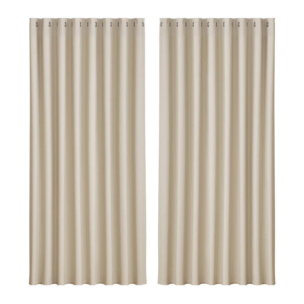 DS NA Artiss 2X Blockout Curtains Blackout Window Curtain Eyelet 300x230cm Beige