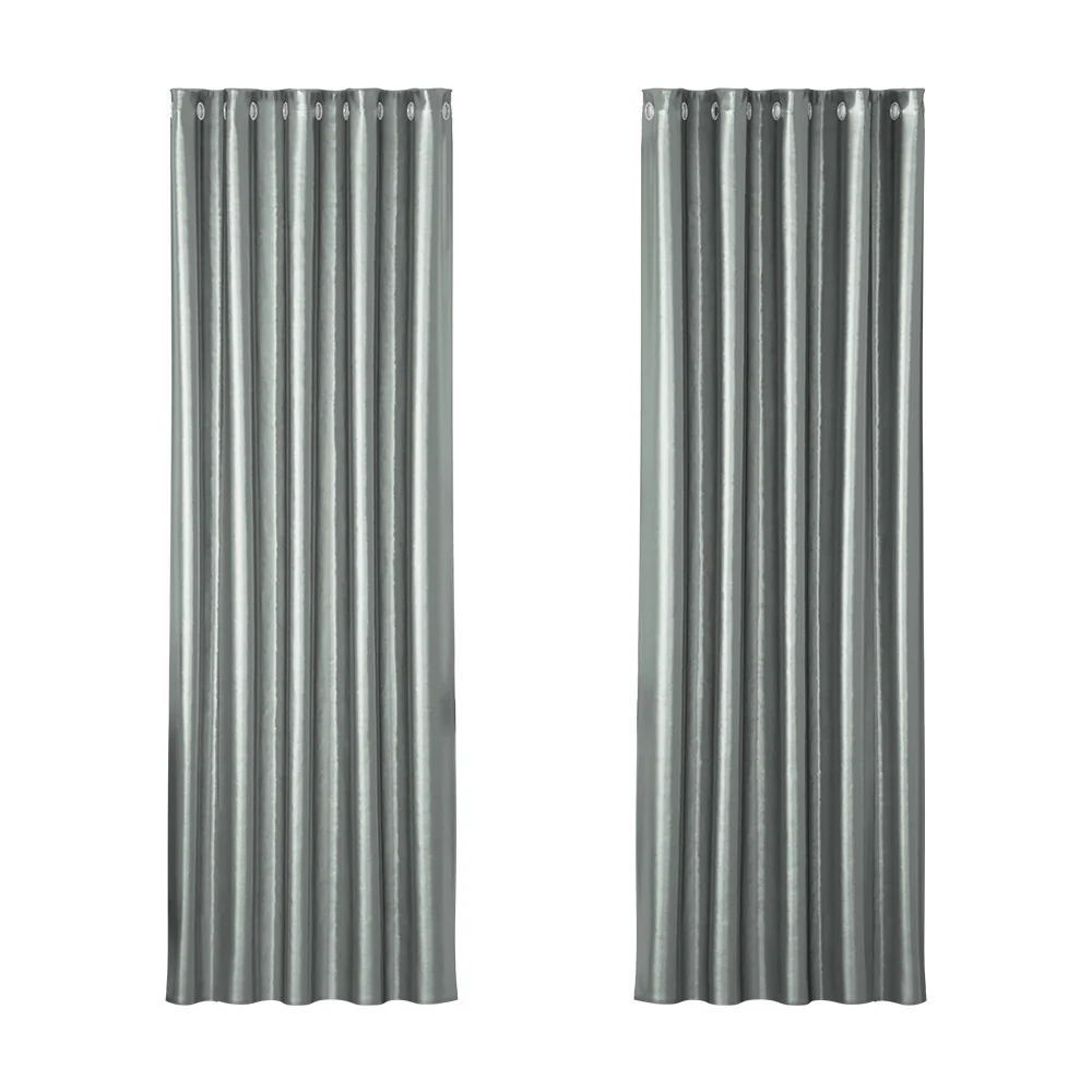 DS NA Artiss 2X Blockout Curtains Window Curtain Eyelet 180x213cm Grey Shine
