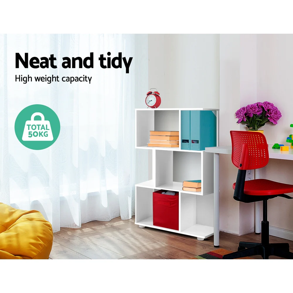 DS NA Artiss 3 Tier Zig Zag Bookshelf - White - Image 5