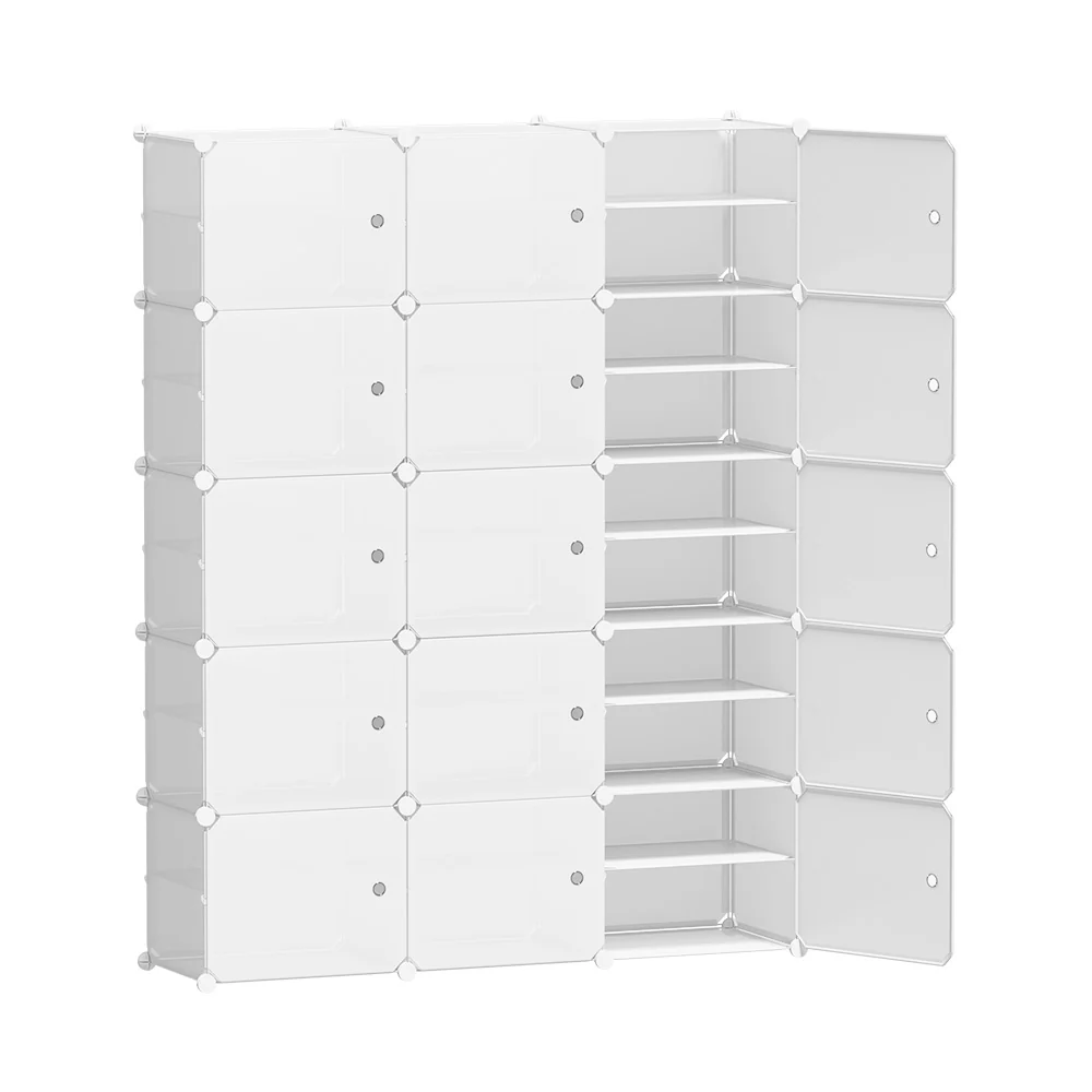 DS NA Artiss Shoe Cabinet DIY Shoe Box White Portable Organiser Storage Stand
