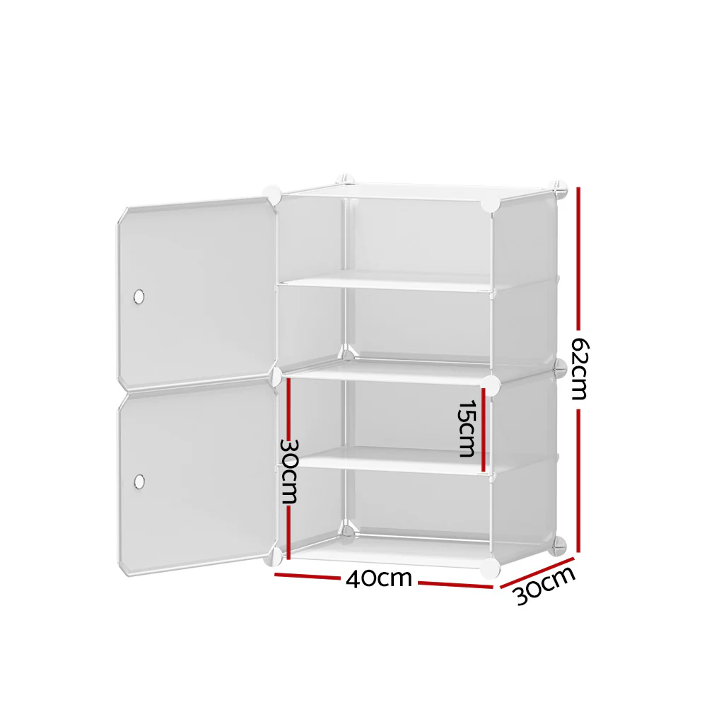 DS NA Artiss Shoe Cabinet DIY Shoe Box White Storage Portable Organiser Stand - Image 2