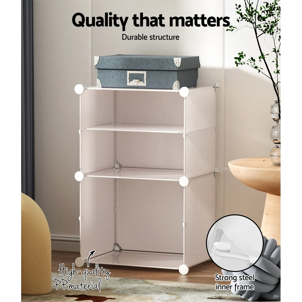 DS NA Artiss Shoe Cabinet DIY Shoe Box White Storage Portable Organiser Stand - Image 4