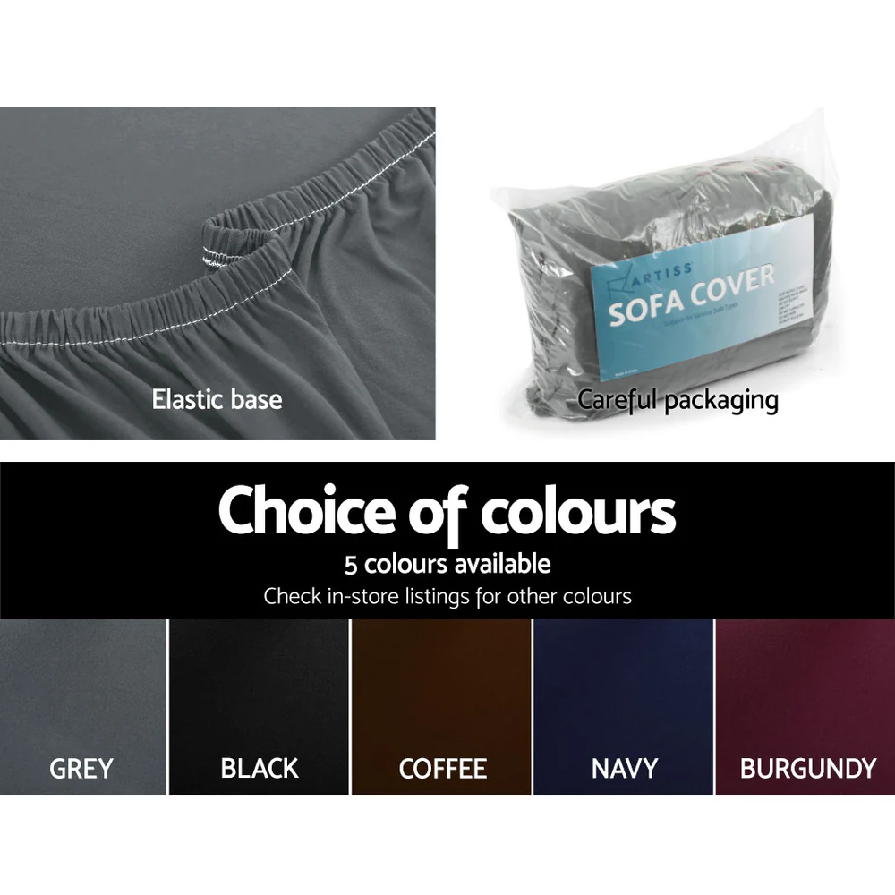 DS NA Artiss Sofa Cover Elastic Stretchable Couch Covers Grey 2 Seater - Image 5