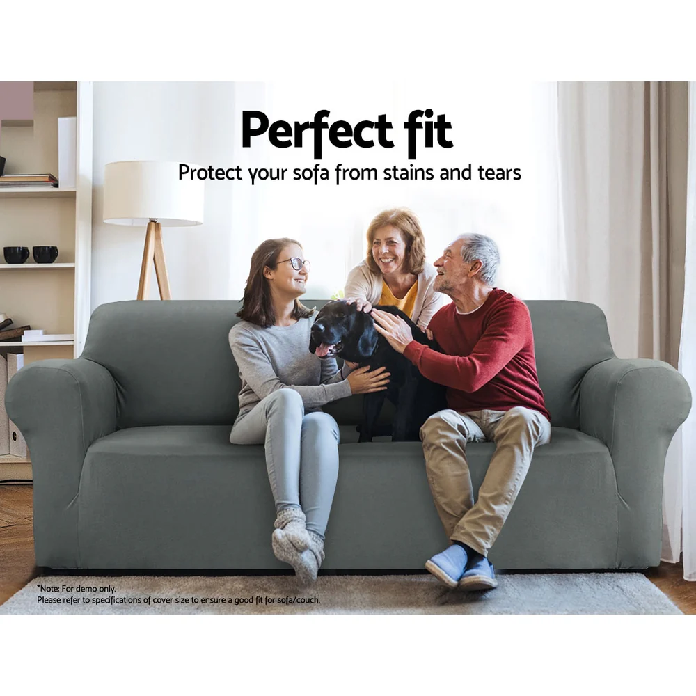 DS NA Artiss Sofa Cover Elastic Stretchable Couch Covers Grey 3 Seater - Image 3