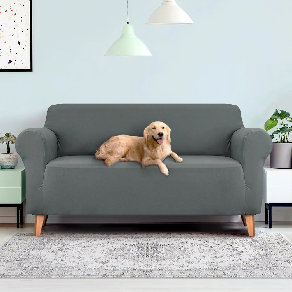 DS NA Artiss Sofa Cover Elastic Stretchable Couch Covers Grey 3 Seater - Image 7
