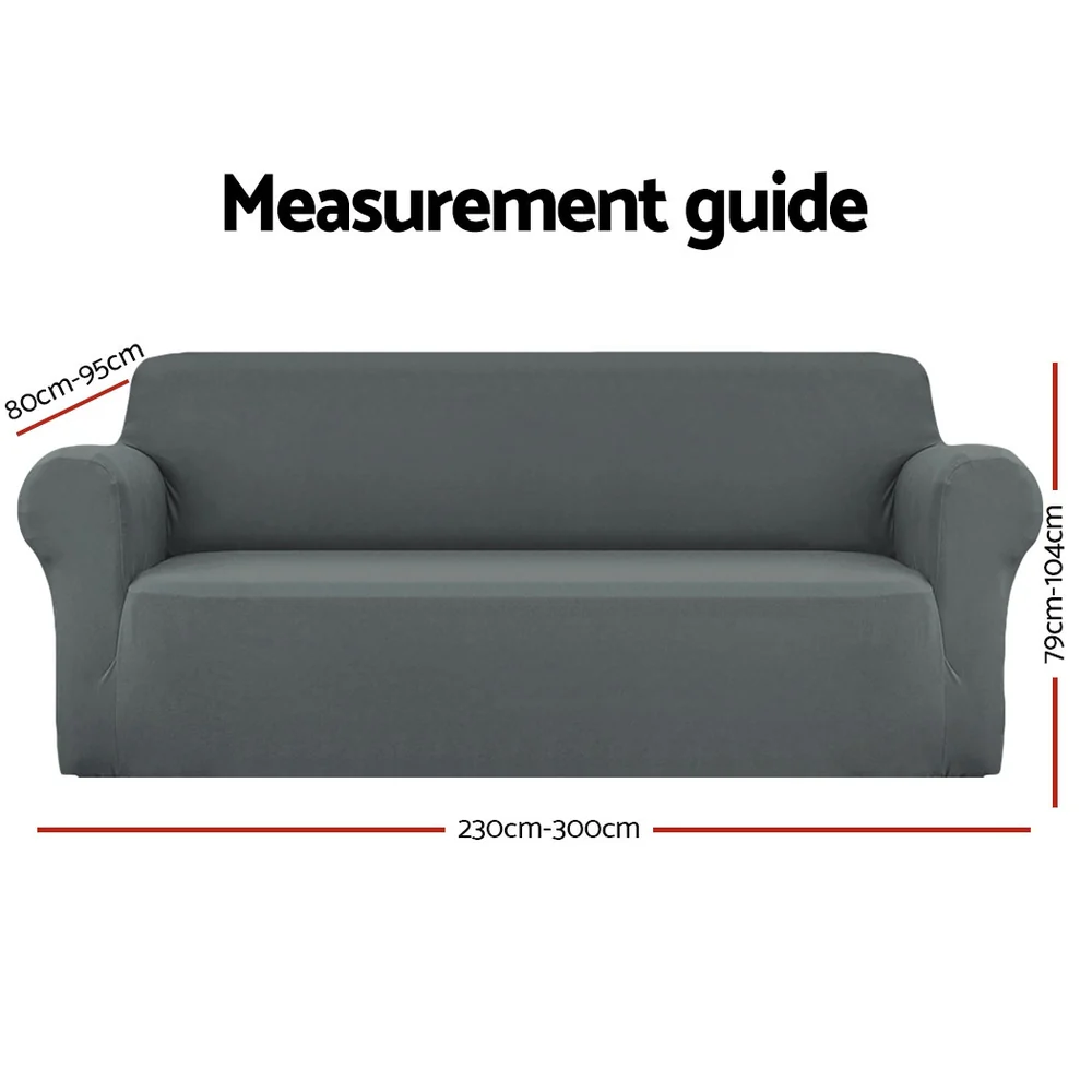 DS NA Artiss Sofa Cover Elastic Stretchable Couch Covers Grey 4 Seater - Image 2