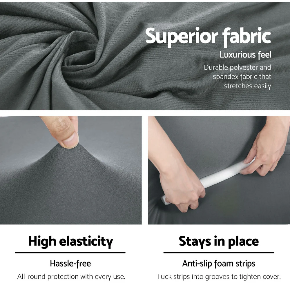 DS NA Artiss Sofa Cover Elastic Stretchable Couch Covers Grey 4 Seater - Image 4