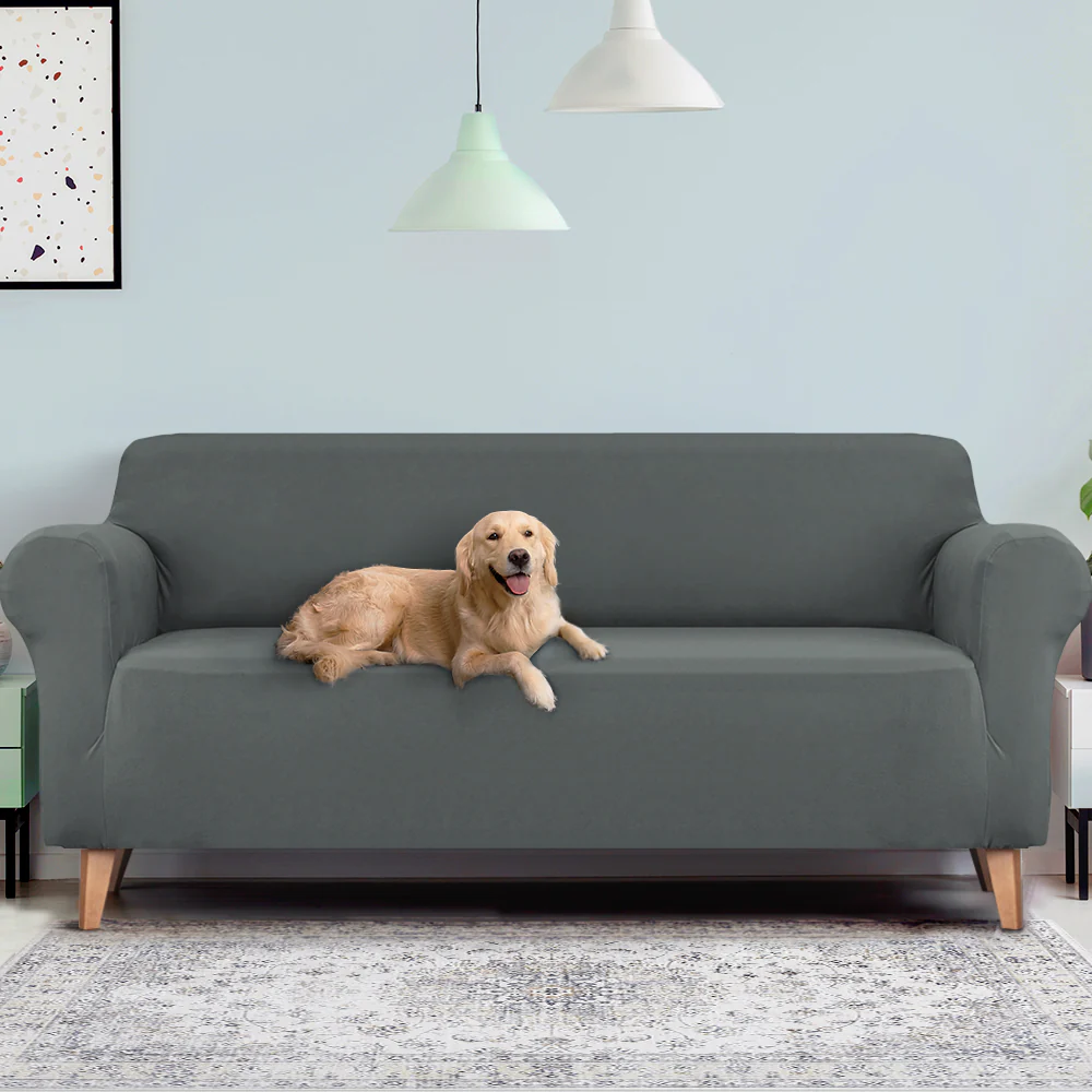 DS NA Artiss Sofa Cover Elastic Stretchable Couch Covers Grey 4 Seater - Image 7