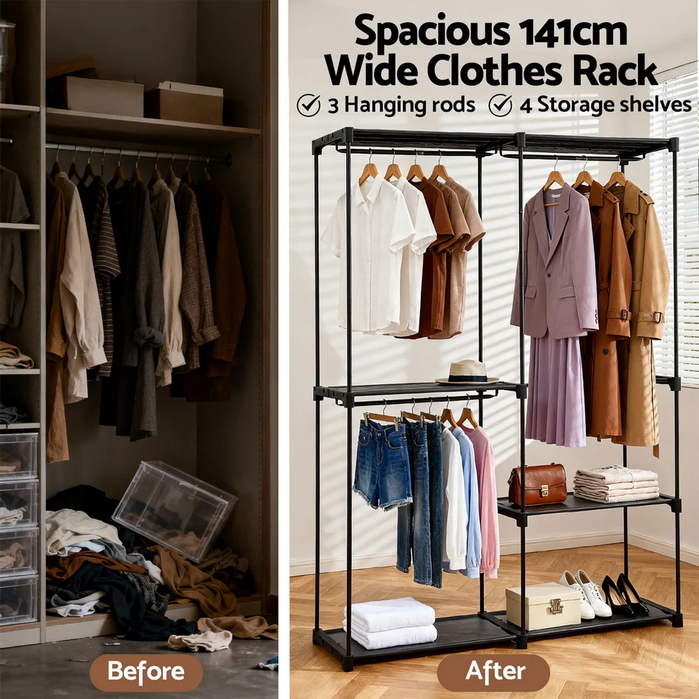 DS NA Artiss Wardrobe Clothes Rack Closet 181cm - Image 6