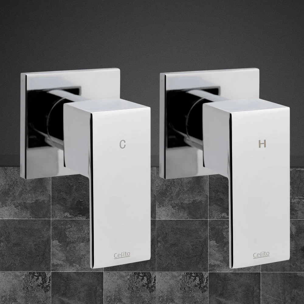 DS NA Bathroom Taps Faucet Rain Shower Head Set Hot And Cold Diverter DIY Chrome - Image 8