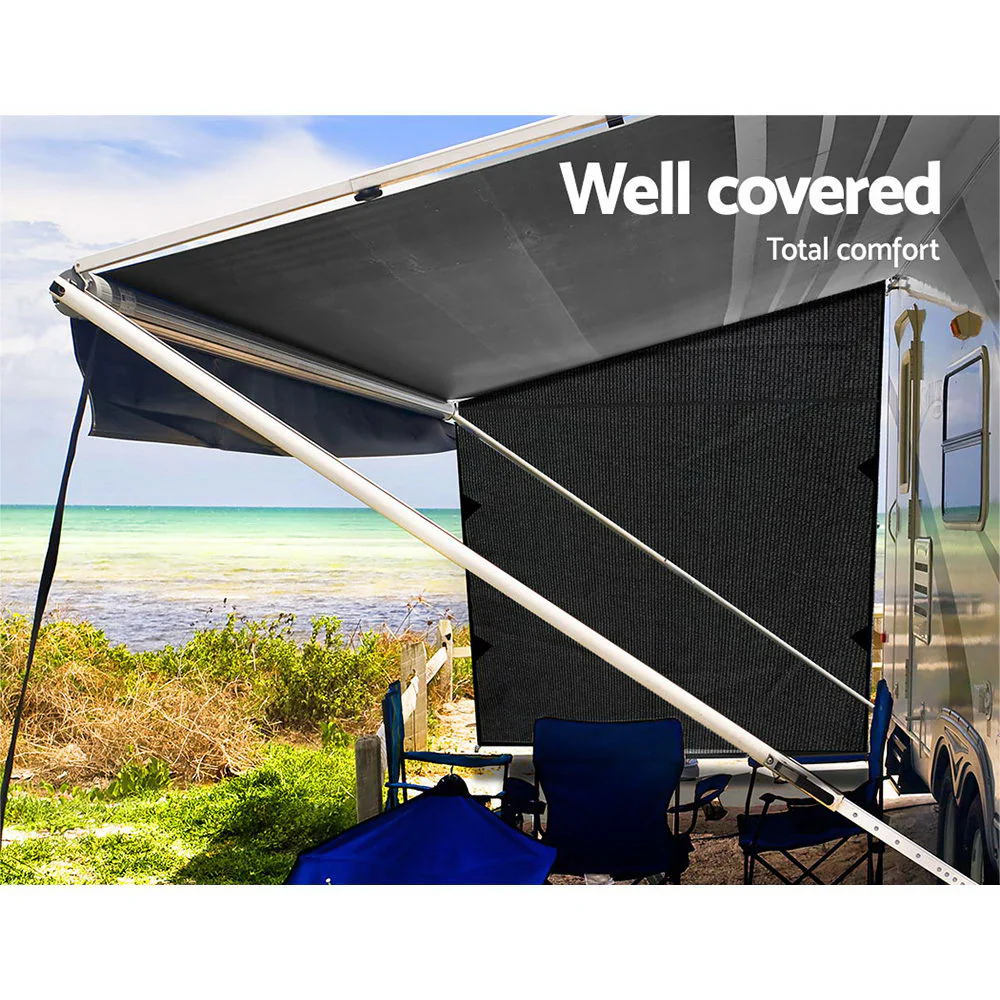 Black Caravan Privacy Screen 1.95 x 2.2M Wall or Side Sun Shade Roll Out - Image 4