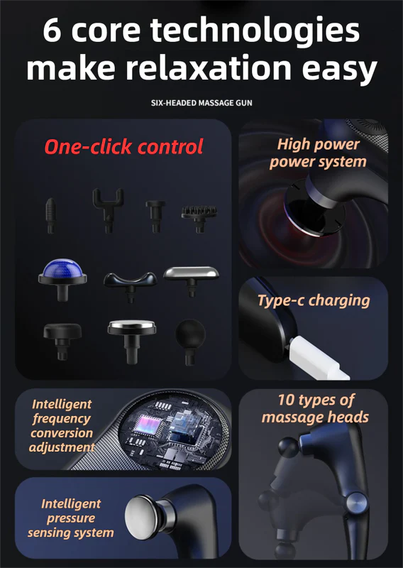 DS NA Black-Rosegold Foldable Percussion Massage Gun with Hot Cold Compress & 10 - Image 5