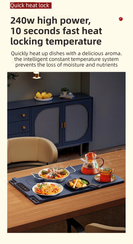 DS NA Blue 65x38CM Roll-Up Food Warming Silicone Mat with Precise Temprature - Image 2