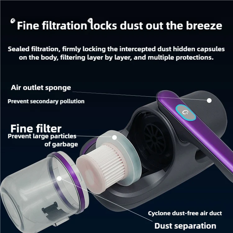 DS NA Blue Handheld Dust Mite Vacuum Cleaner - Cordless, High Suction Power, USB - Image 4