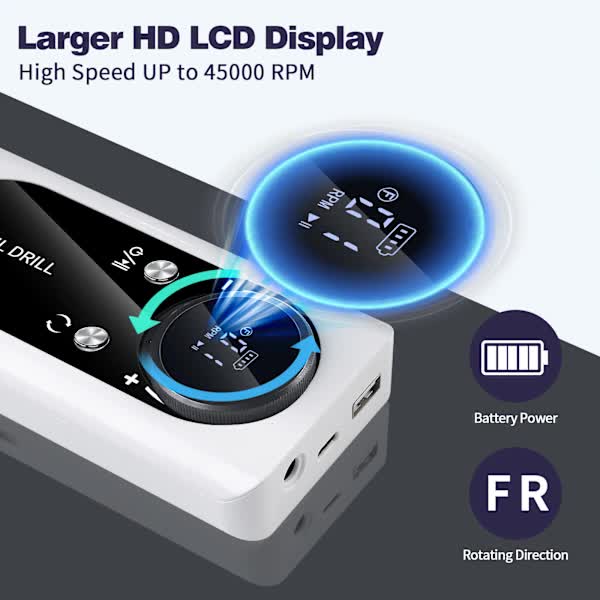 DS NA [CA] Fast and Efficient 45000 rpm Rechargeable Portable Electric Nail File - Image 3