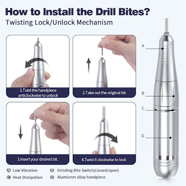 DS NA [CA] Fast and Efficient 45000 rpm Rechargeable Portable Electric Nail File - Image 5
