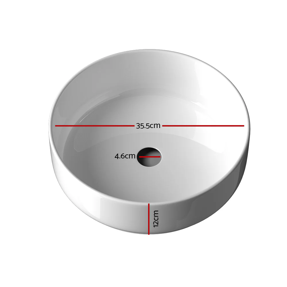 DS NA Cefito Bathroom Basin Ceramic Vanity Basin Above Counter White Hand Wash - Image 2