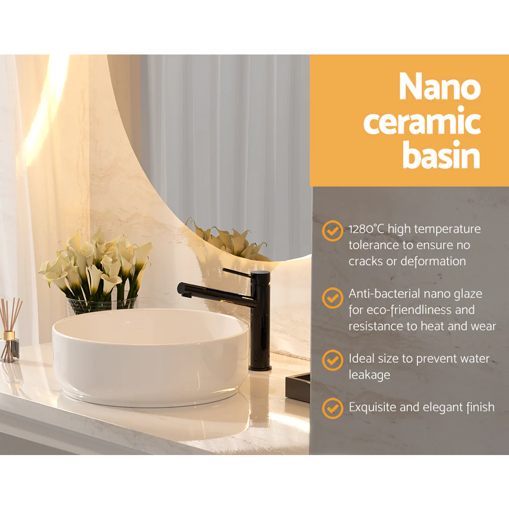 DS NA Cefito Bathroom Basin Ceramic Vanity Basin Above Counter White Hand Wash - Image 4