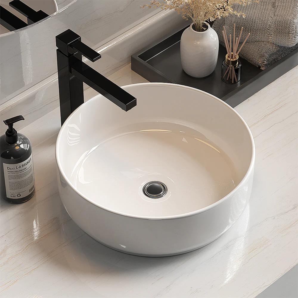 DS NA Cefito Bathroom Basin Ceramic Vanity Basin Above Counter White Hand Wash - Image 7