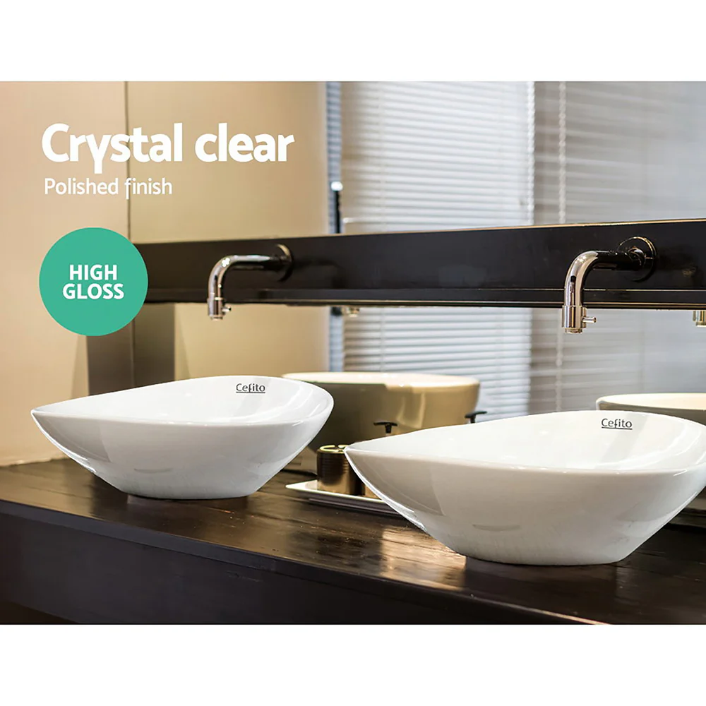 DS NA Cefito Ceramic Oval Sink Bowl - White - Image 5
