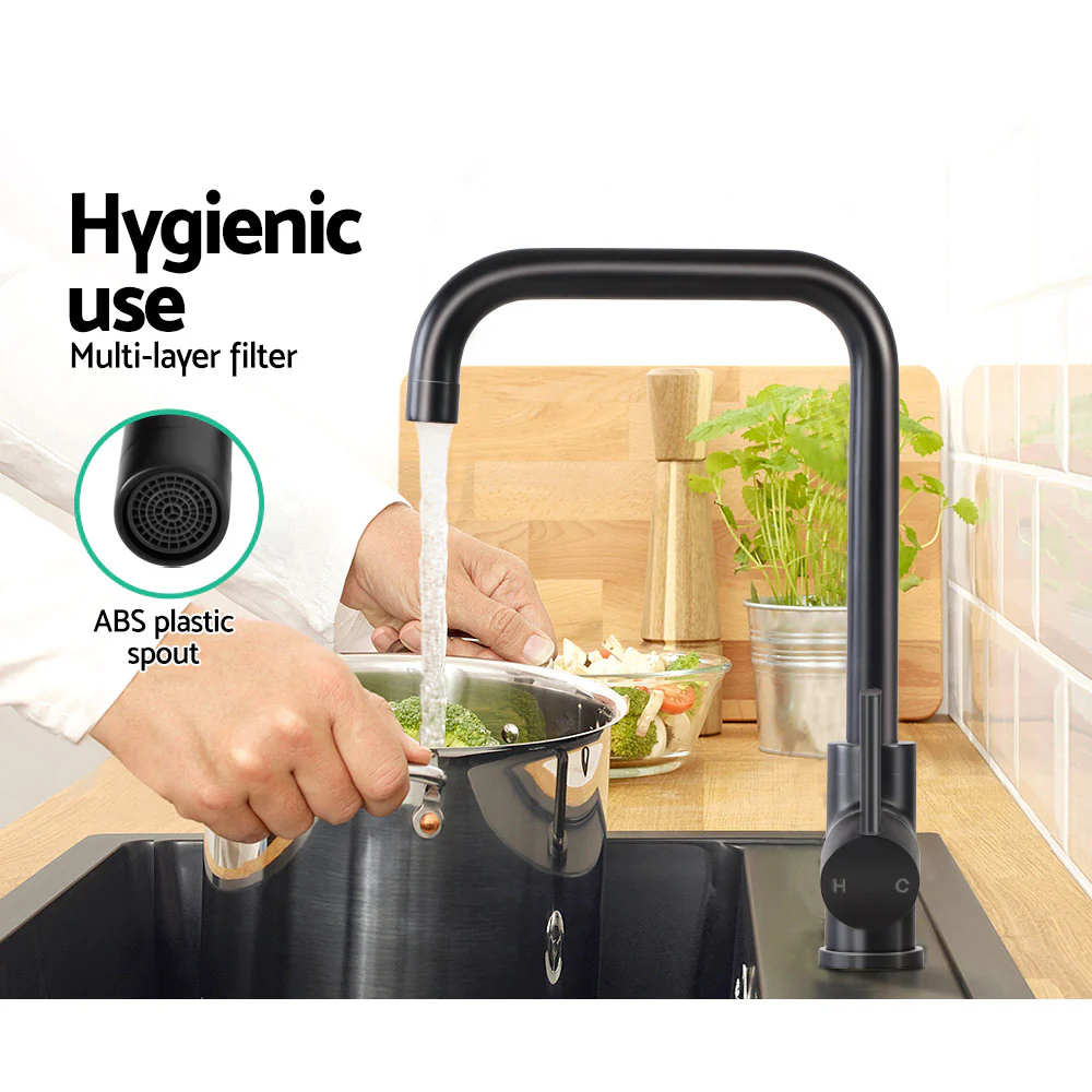 DS NA Cefito Mixer Kitchen Faucet Tap Swivel Spout WELS Black - Image 6