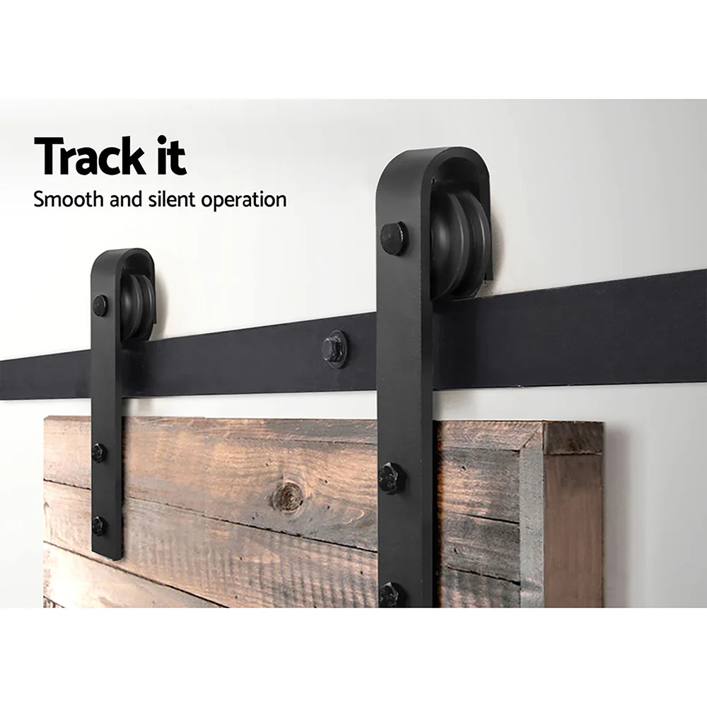DS NA Cefito Sliding Barn Door Hardware Track Set 2.44m Roller Kit Slide Office - Image 2