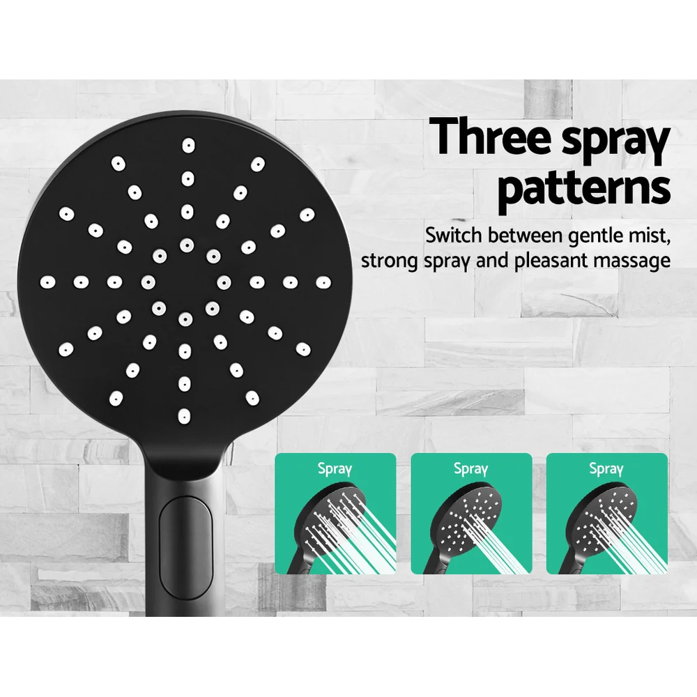 DS NA Cefito WELS 9'' Rain Shower Head Set Round Handheld High Pressure Black - Image 6