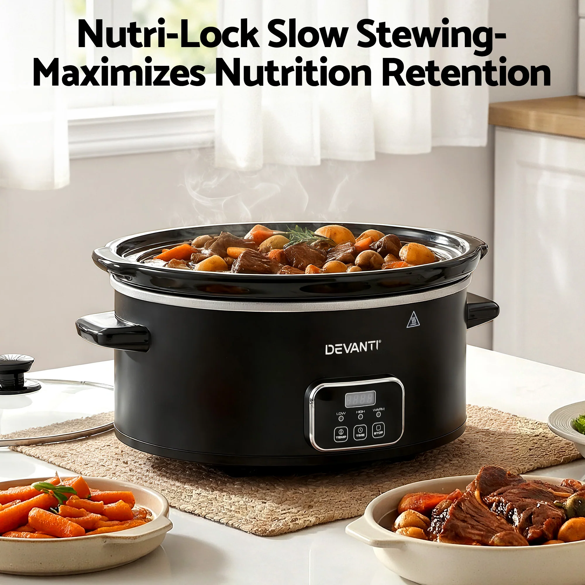 DS NA Devanti 5.6L Slow Cooker Electric Multi Cooker with 3 Heat Settings - Image 4