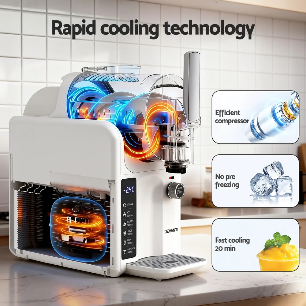 DS NA Devanti 5in1 Slushie Machine Ice Cream Maker 2L White - Image 5