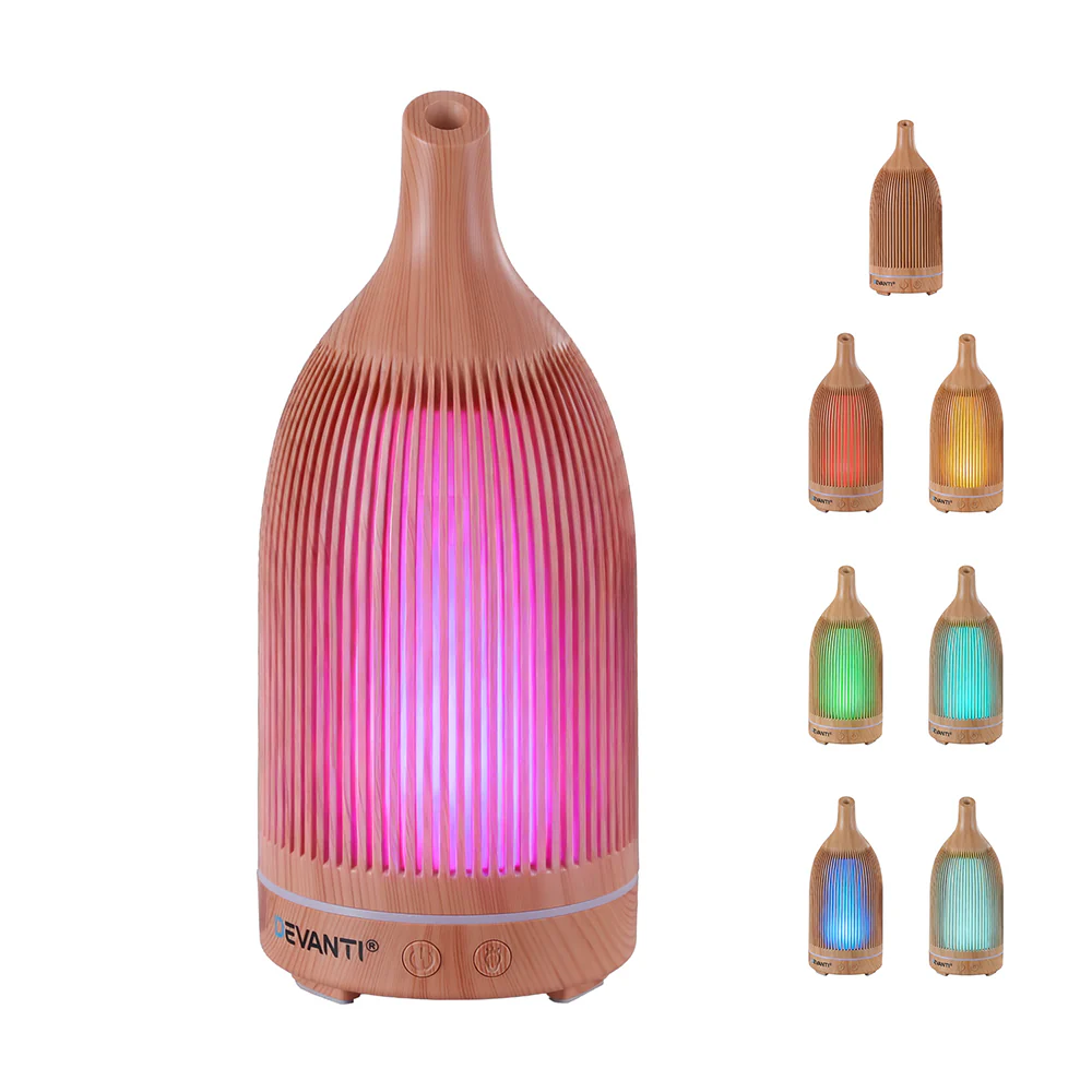 DS NA Devanti Ultrasonic Aroma Diffuser Aromatherapy 200ml LED Lights wood grain - Image 2