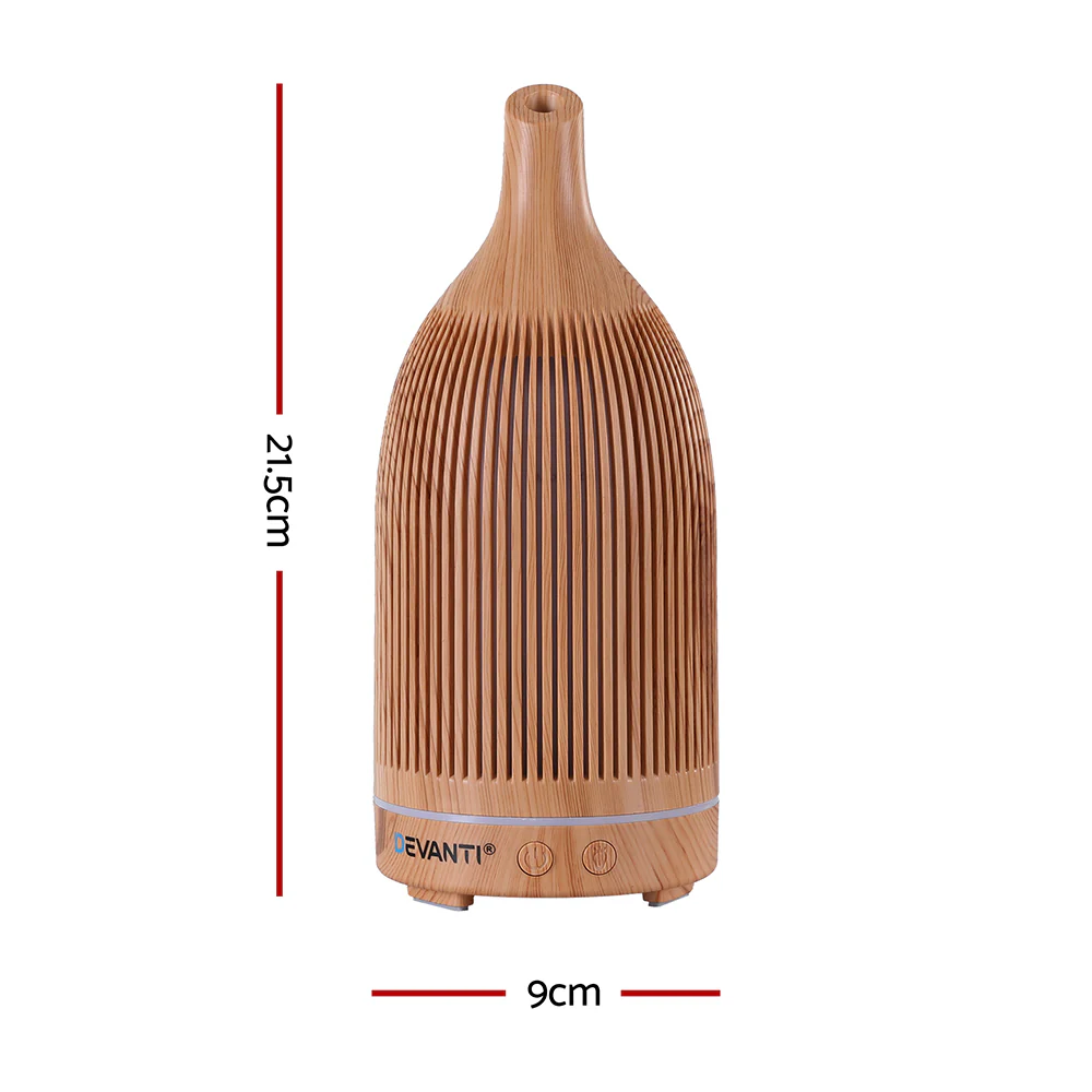 DS NA Devanti Ultrasonic Aroma Diffuser Aromatherapy 200ml LED Lights wood grain - Image 3