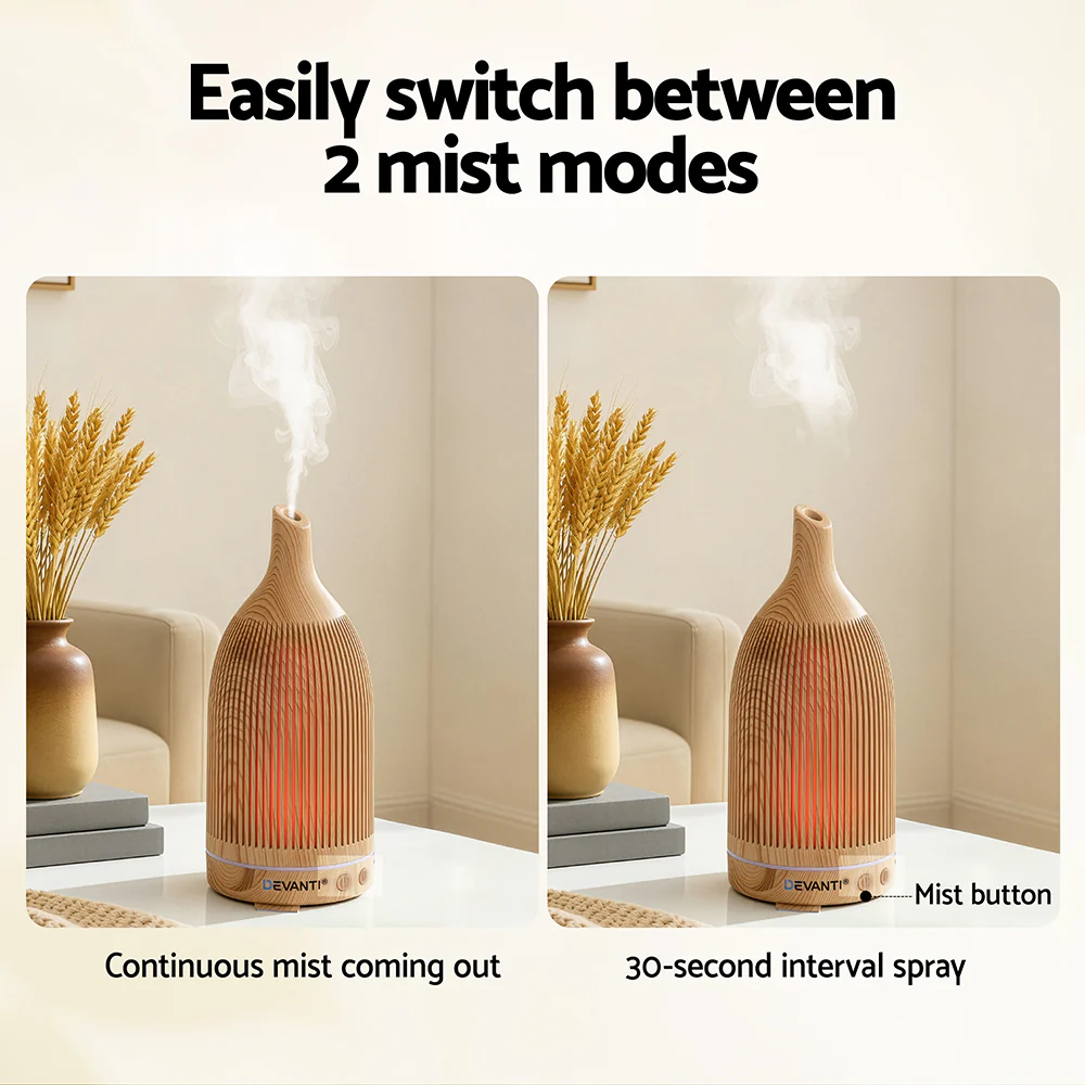 DS NA Devanti Ultrasonic Aroma Diffuser Aromatherapy 200ml LED Lights wood grain - Image 5