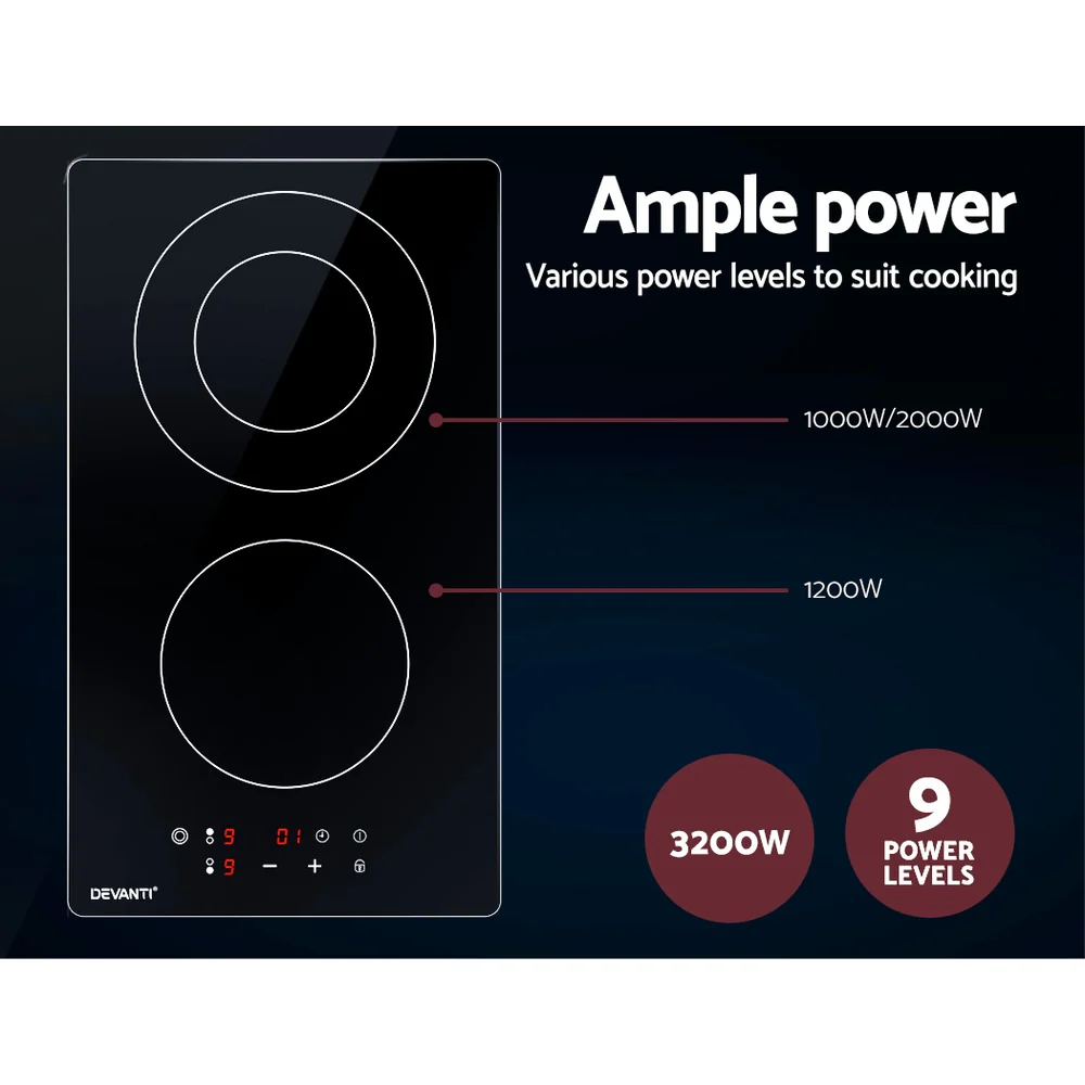 DS NA Electric Ceramic Cooktop 30cm Kitchen Cook Top Hob Touch Control 3-Zone - Image 5