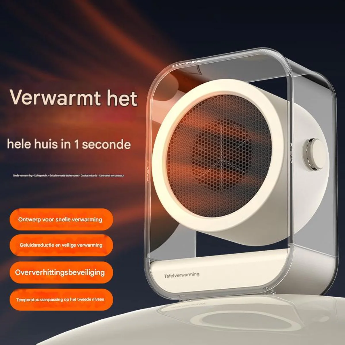 DS NA Electric Heater Portable Electric Heater Two Temperature Setting Off White - Image 3