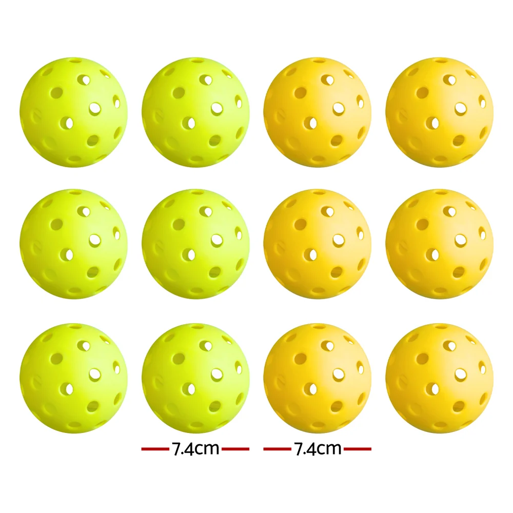 DS NA Everfit 12PC Pickleballs Set 40-Hole Design Indoor Outdoor Durable - Image 2