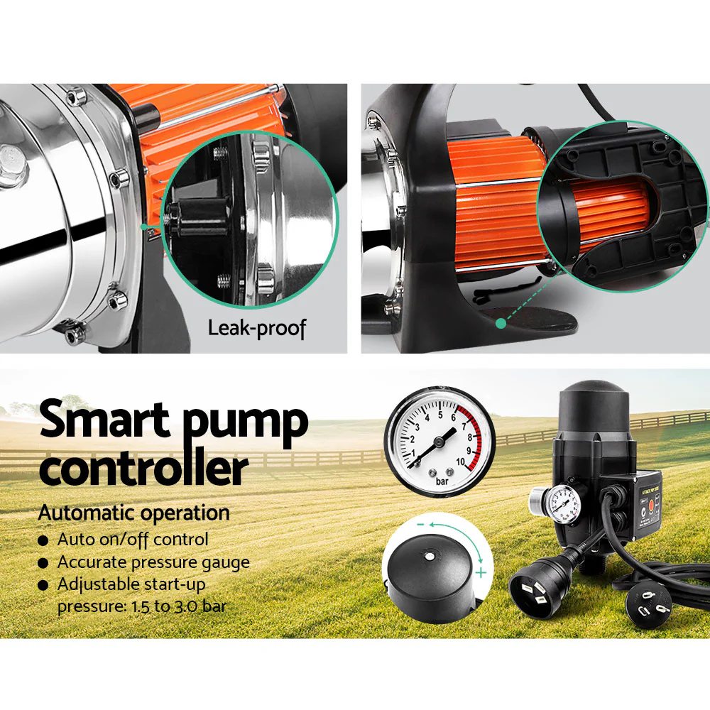 DS NA Giantz 800W High Pressure Garden Water Pump with Auto Controller BK - Image 6