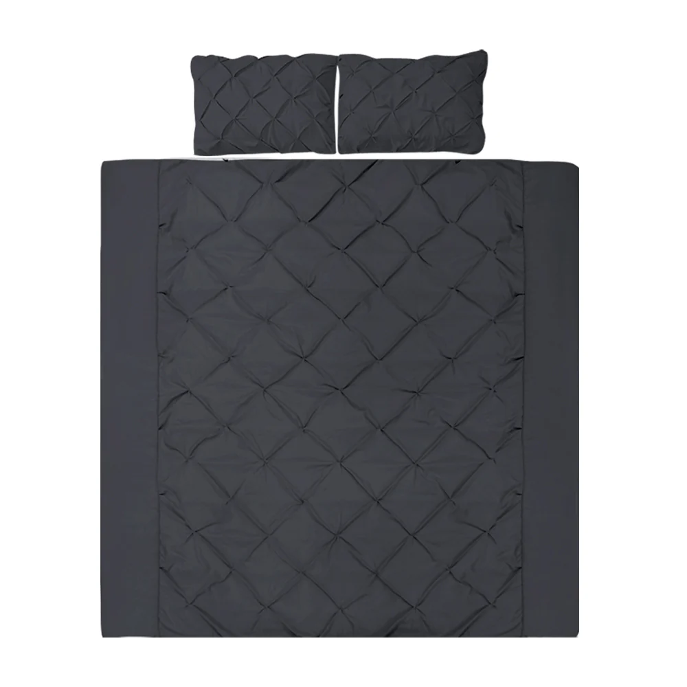 DS NA Giselle Bedding Quilt Cover Set Diamond Pinch Black Queen