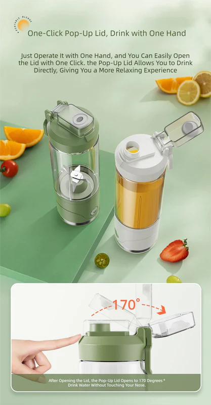 DS NA Green Portable Automatic Rechargeable Blender Wireless Juicer Mini Ice - Image 5