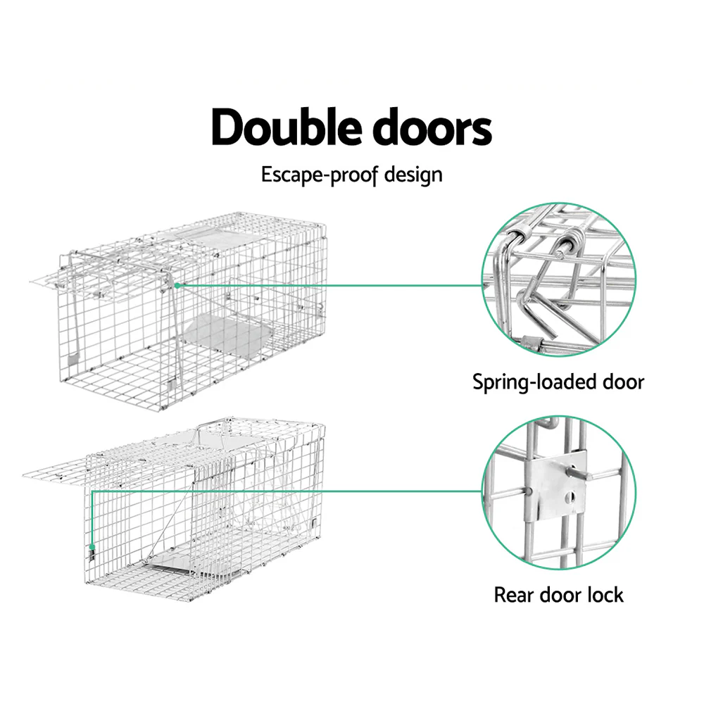 Humane Animal Trap Cage 66 x 23 x 25cm - Silver - Image 4