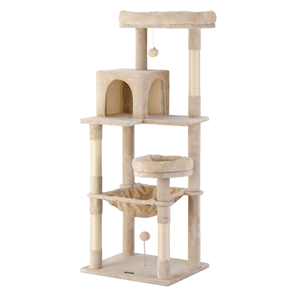 DS NA i.Pet Cat Tree 143CM Tower – Scratching Post Condo House (Beige)