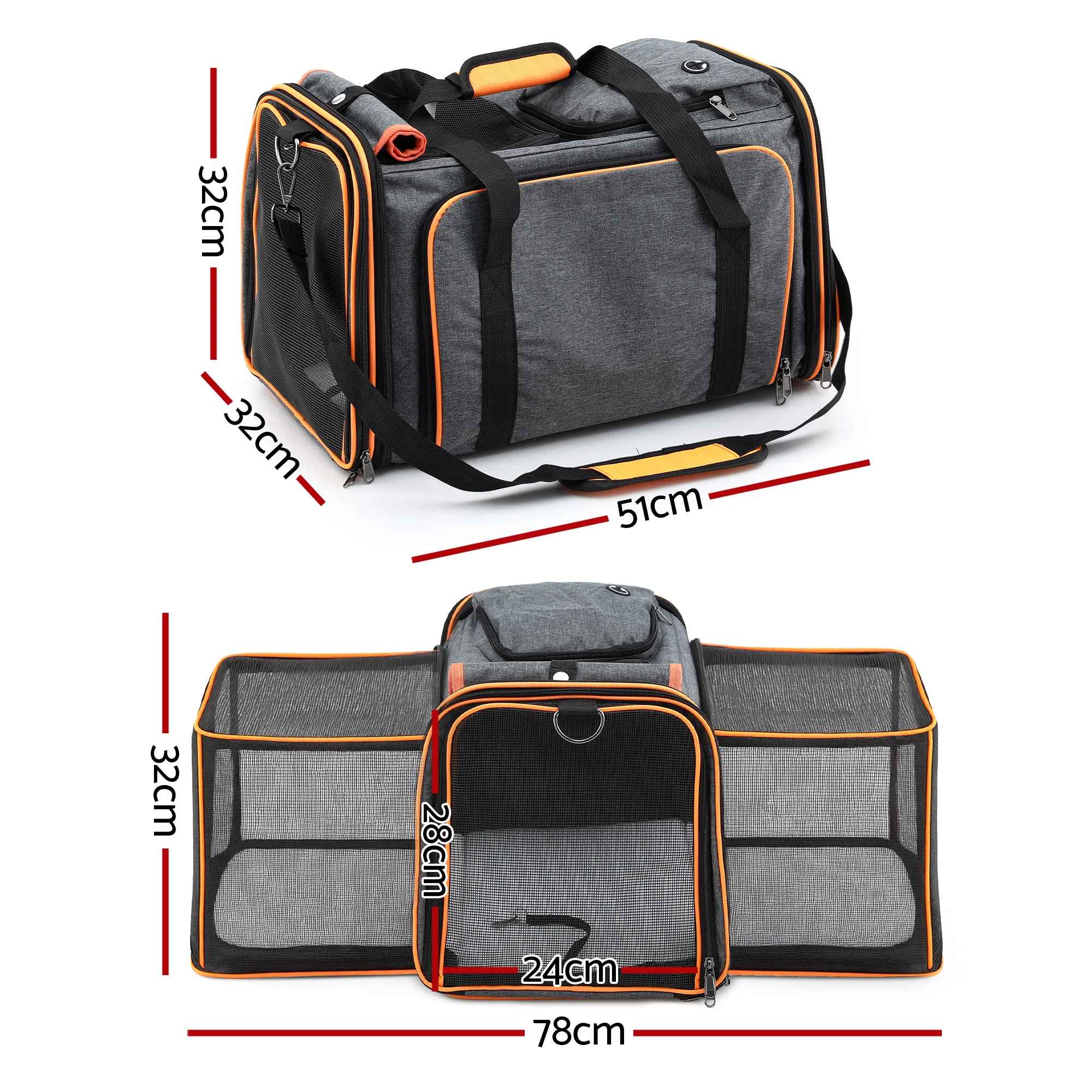 DS NA i.Pet Pet Carrier Bag Foldable Expandable Dog Cat Portable Car Kennel - Image 2