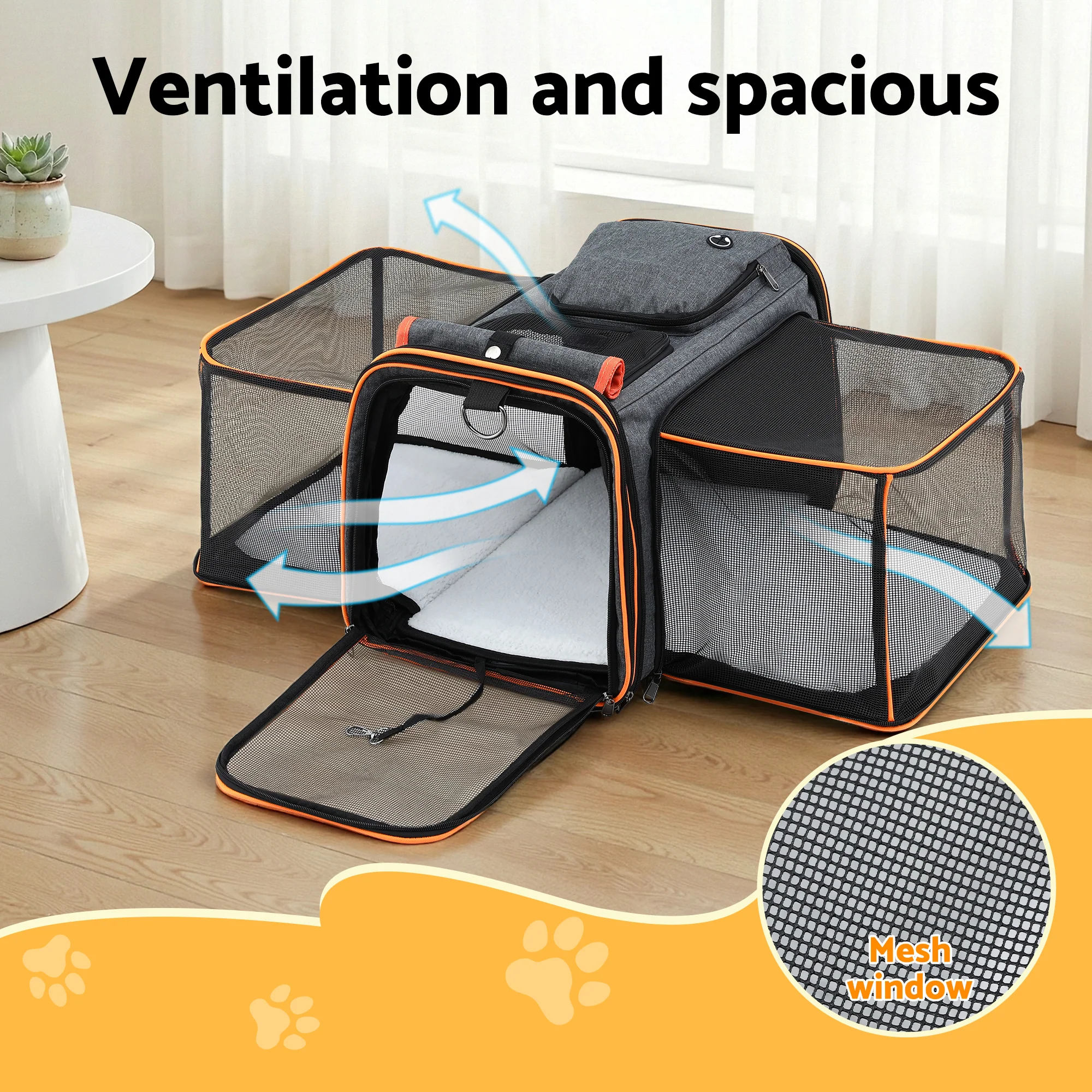 DS NA i.Pet Pet Carrier Bag Foldable Expandable Dog Cat Portable Car Kennel - Image 4